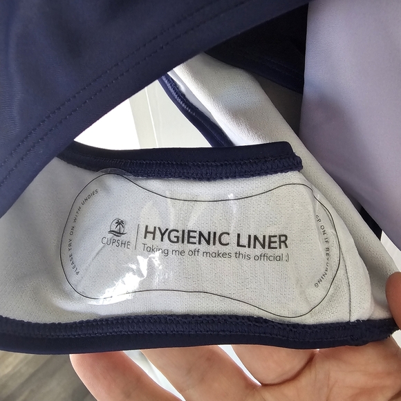 NWT Cupshe Color Block One Piece Swimsuit | Size Small | Lavender Navy White - Picture 6 of 9